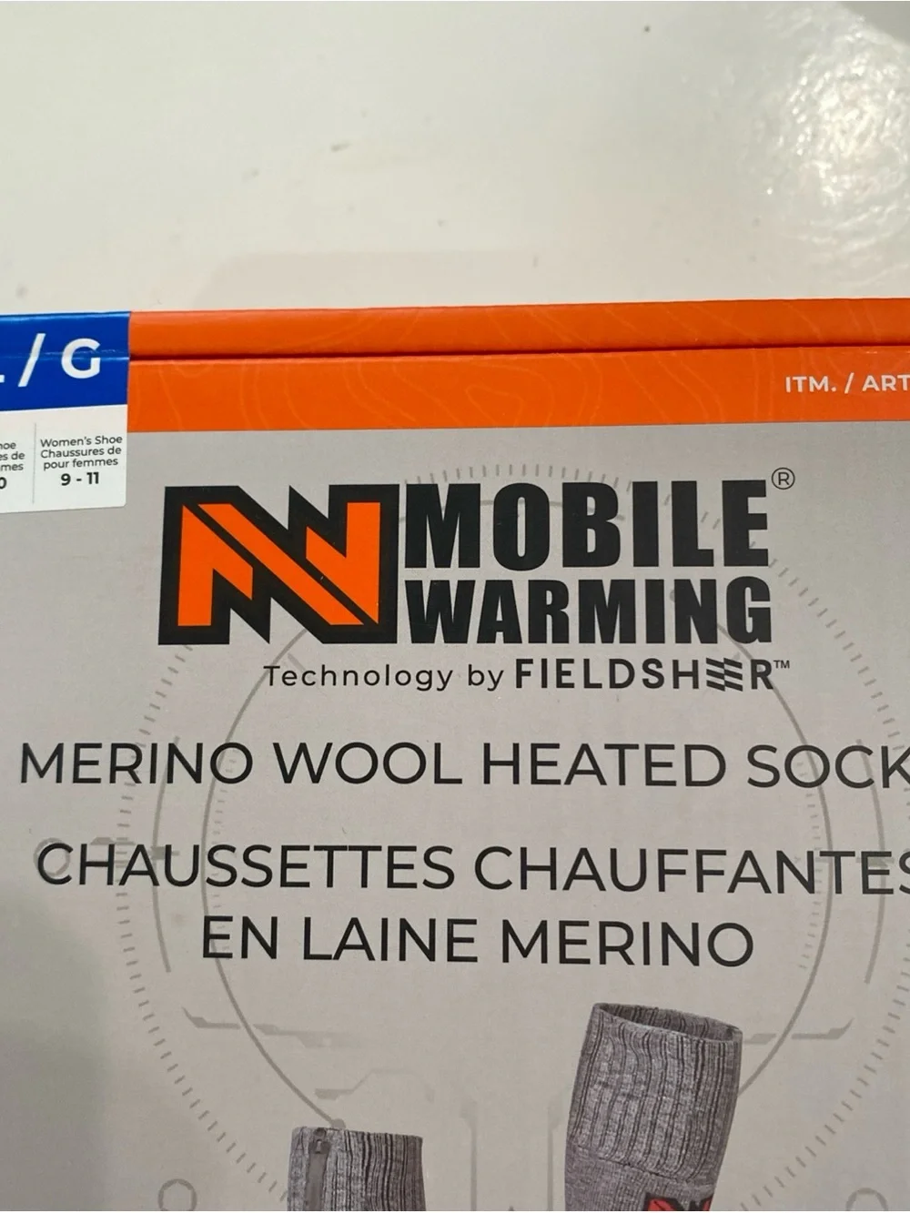 Field Sheer Mobile Warming Merino Wool Heated Socks Unisex Sz L Wireless Remote